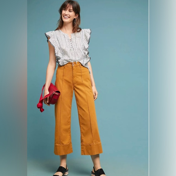 Chino by Anthropologie Cropped Wide-Leg Chino Pants size 4